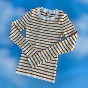 Forever 21 Striped Long Sleeve Rib Top